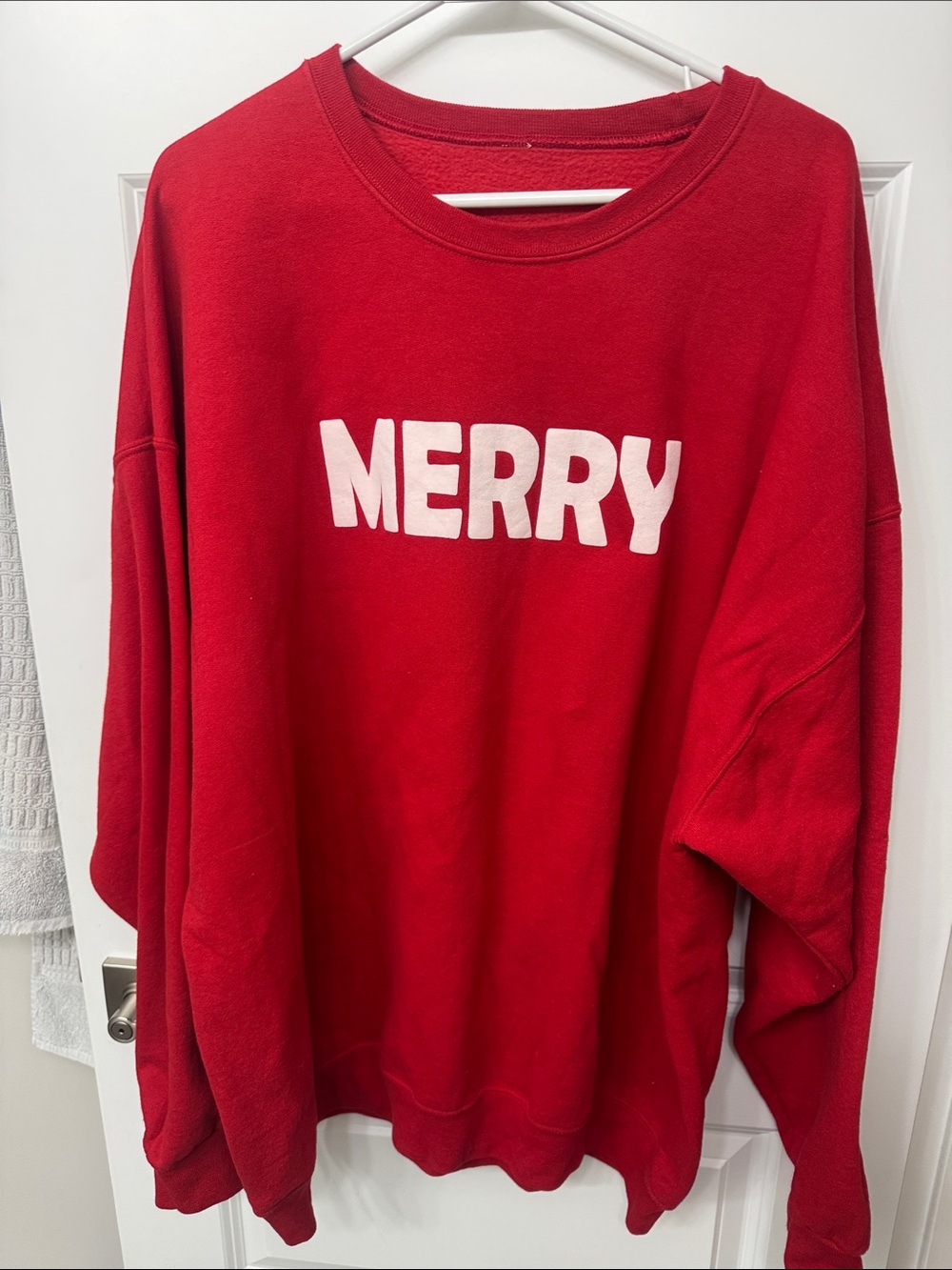 Merry Red Crewneck Sweater - Holiday Pullover. 27 PTP 30L